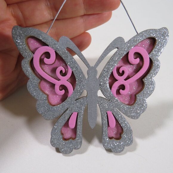 Butterfly Laser Cut Wooden Ornament Hangs - Picture 2 of 6